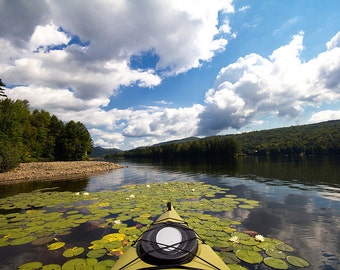 Kayaking Photo - Kayaking on Mountain Lake - "Wilderness Wandering" Nature Art