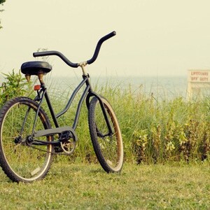 Bicycle on Beach Photo Summers on the Coast Beach House Decor image 1