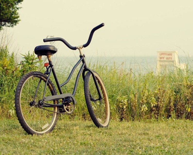 Bicycle on Beach Photo Summers on the Coast Beach House Decor image 1