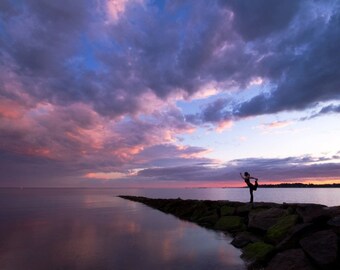 Yoga Art Photo - Lord of the Dance Pose on Beach at Sunset - Photographic Print