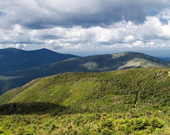 White Mountains New Hampshire Panorama - 8x20 Color Nature Landscape Photography Print - Cottage Cabin Decor - Hiking Appalachian Trail