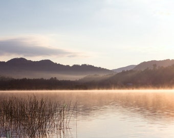 Misty Lake Sunrise Photo - Lake Eden, Vermont - Nature Landscape Print