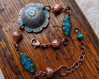 Beaded bracelet, mandala bracelet, hand painted