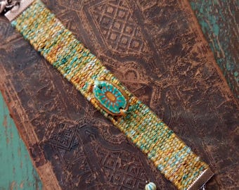 Hand Woven Bracelet: Southwestern Boho Hand Painted Jewelry,  Magazine Feature
