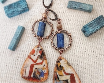 Washi Tape Egyptian Earrings: Beaded Boho Jewelry