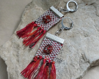 Hand woven beaded earrings, fringe earrings, lightweight earrings, Summer jewelry