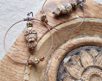 Hoop earrings, boho earrings, beaded hoop earrings