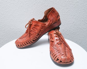 Sandalias de cuña de madera tejida vintage de los años 70 de Qualicraft - sz. 7.5