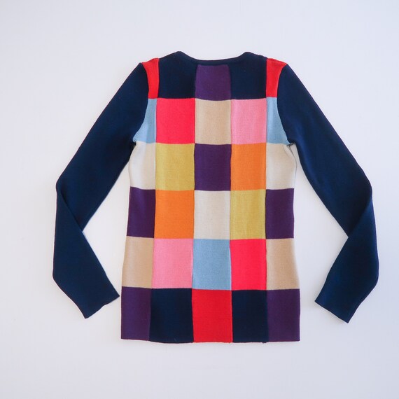 Unique Mod vintage 70s patchwork wool knit sweate… - image 4