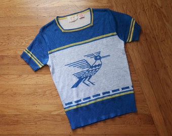 Knit ROADRUNNER short sleeve sweater tee sz. Small / Medium