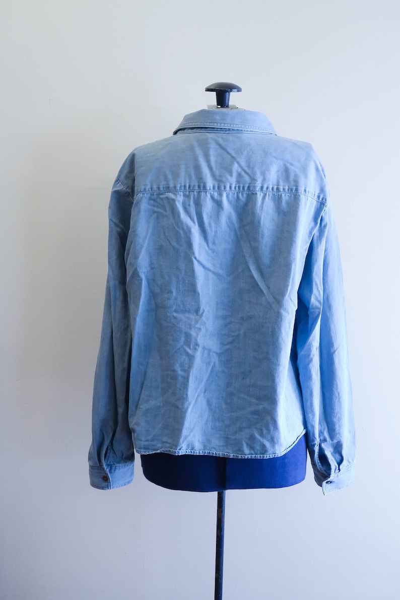 90s tie front denim chambray blouse by Jones New York