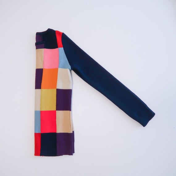 Unique Mod vintage 70s patchwork wool knit sweate… - image 5
