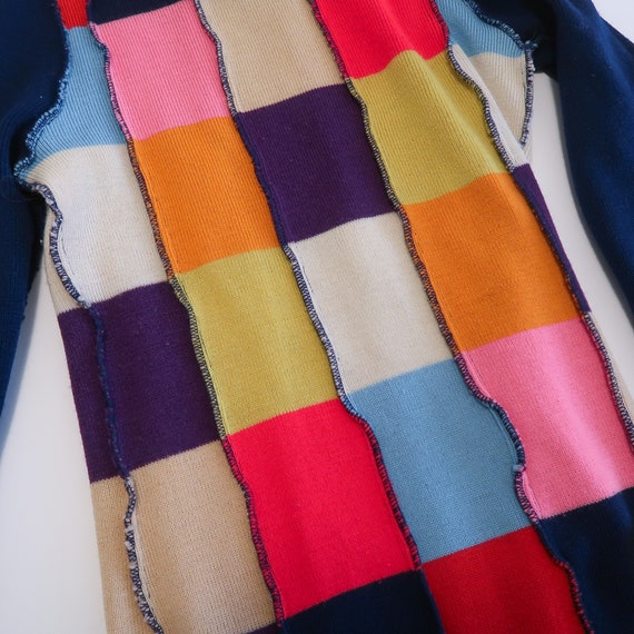 Unique Mod vintage 70s patchwork wool knit sweate… - image 6