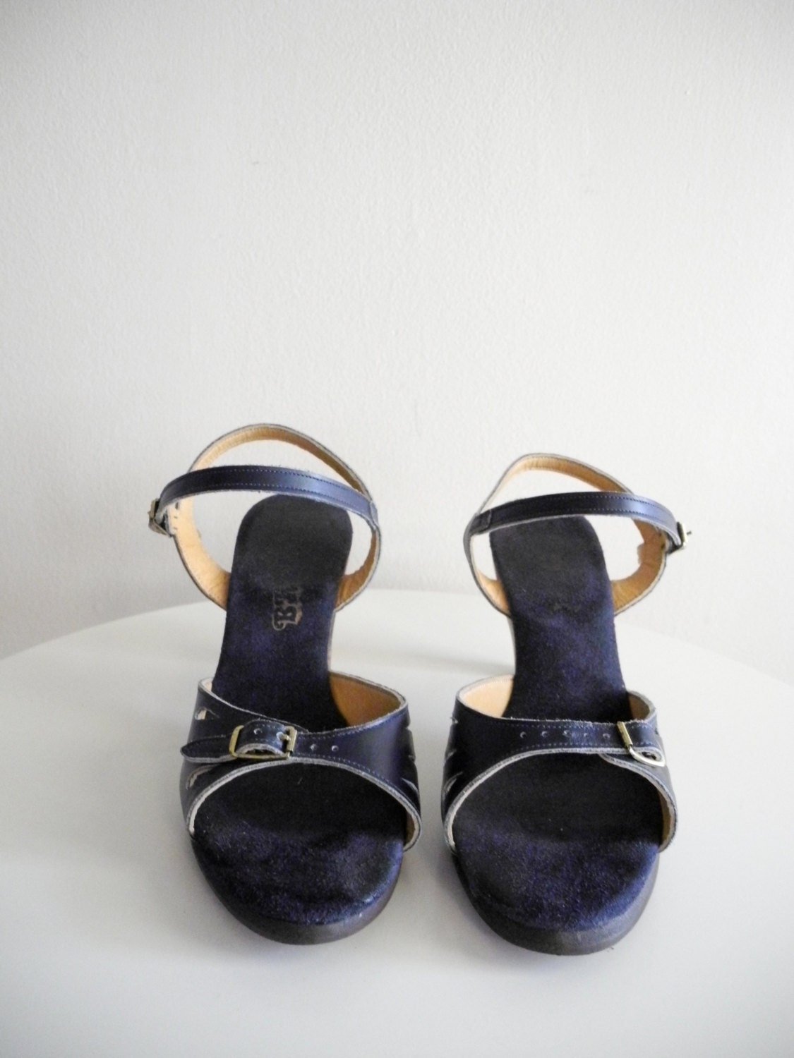 strappy navy heels