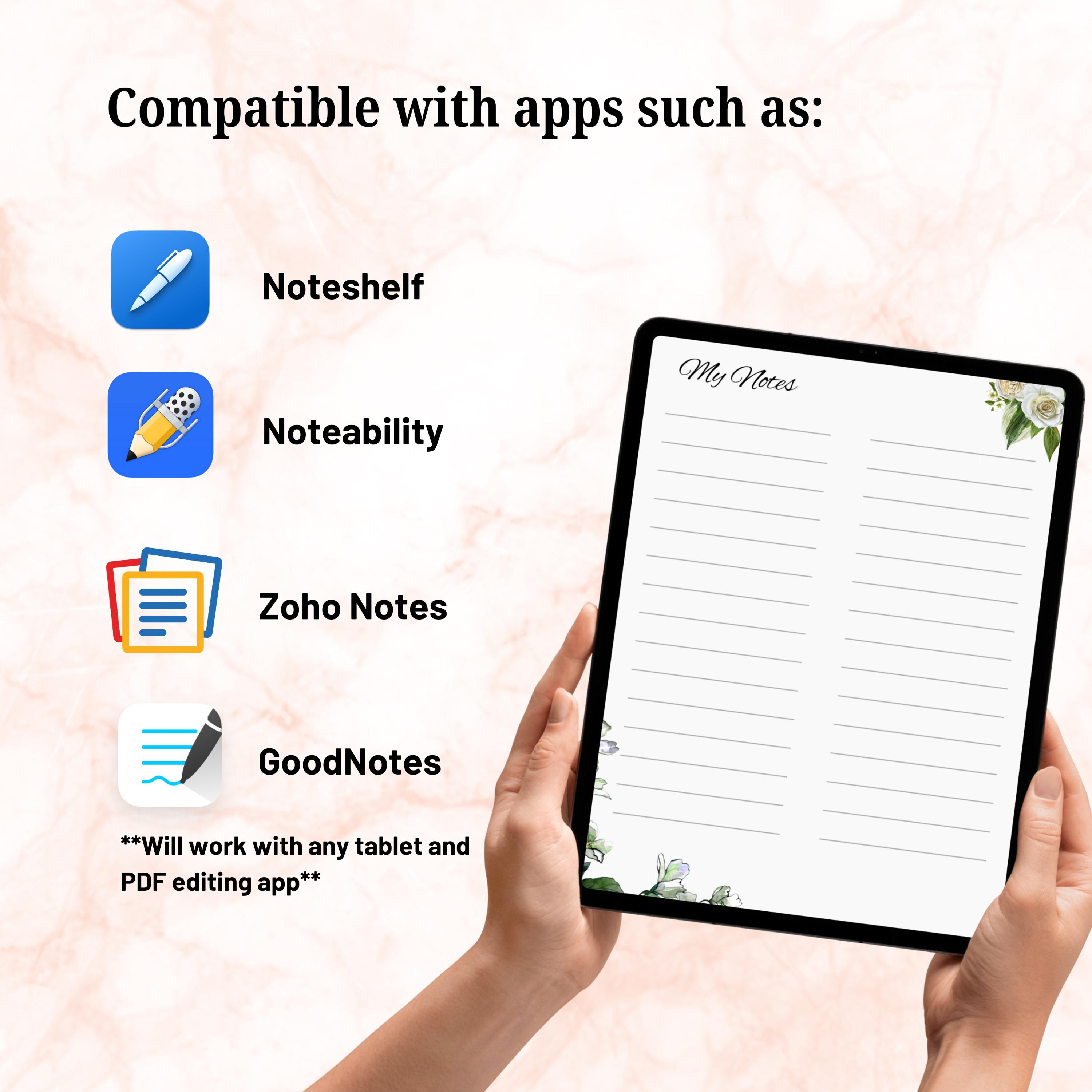 Floral Note Pages, My Notes Printable, Todo List Template, Printable ...