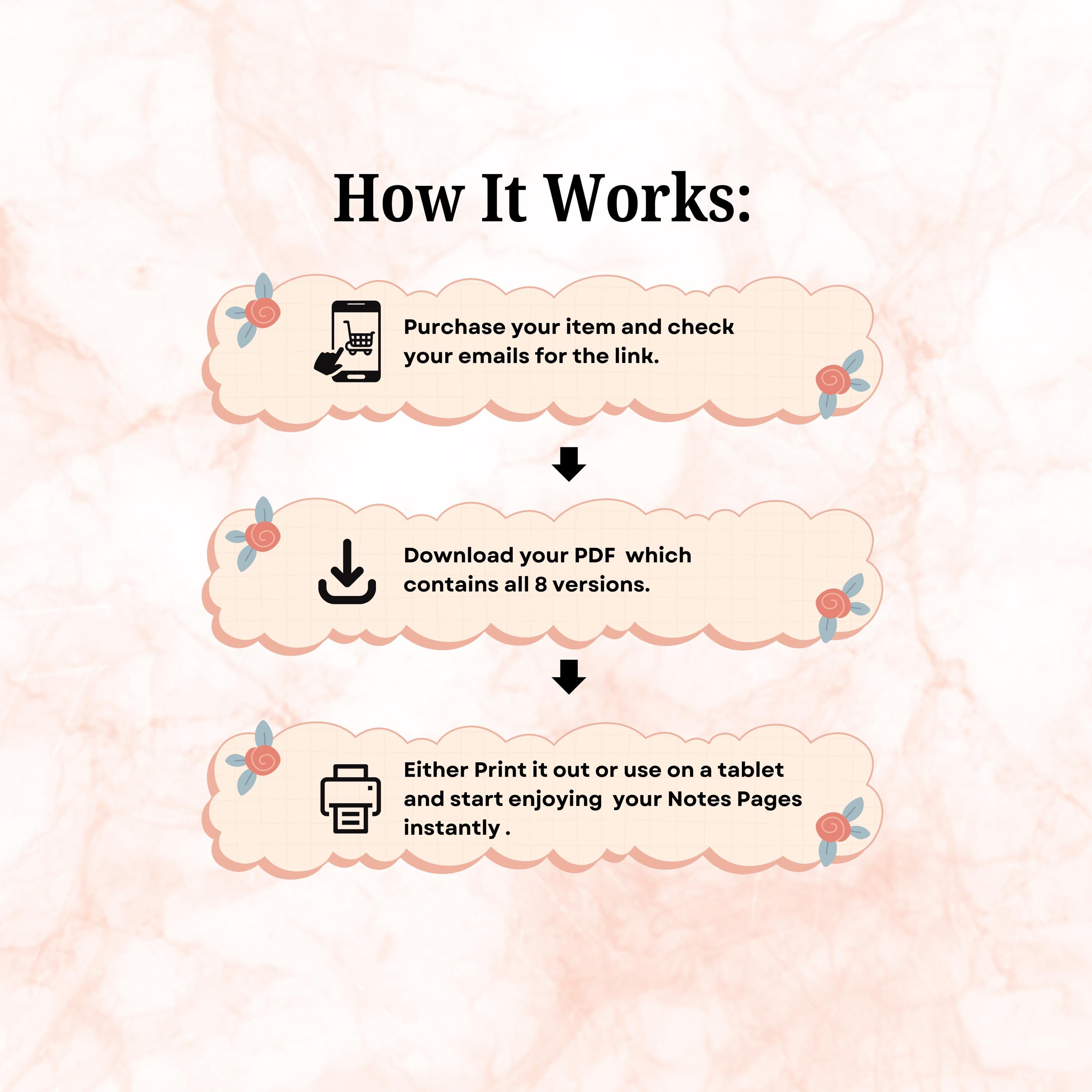 Floral Note Pages, My Notes Printable, Todo List Template, Printable ...