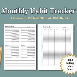 Monthly Habit Tracker Printable, Habit Tracker Template, Routine Planner, A4/USLetter,/A5 Instant Download, Organizer Printable PDF
