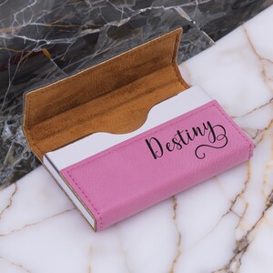 Leder Kartenhalter, Personalisierter Visitenkartenhalter, Monogramm Kartenhalter, Benutzerdefinierte Visitenkartenetui, Geschäftsgeschenk, Muttertagsgeschenk Bild 3