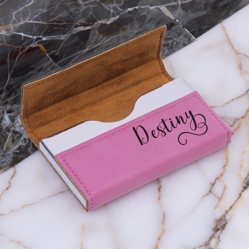 Leder Kartenhalter, Personalisierter Visitenkartenhalter, Monogramm Kartenhalter, Benutzerdefinierte Visitenkartenetui, Geschäftsgeschenk, Muttertagsgeschenk Bild 3