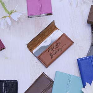 Leder Kartenhalter, Personalisierter Visitenkartenhalter, Monogramm Kartenhalter, Benutzerdefinierte Visitenkartenetui, Geschäftsgeschenk, Muttertagsgeschenk Bild 7