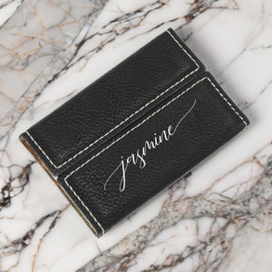 Leder Kartenhalter, Personalisierter Visitenkartenhalter, Monogramm Kartenhalter, Benutzerdefinierte Visitenkartenetui, Geschäftsgeschenk, Muttertagsgeschenk Bild 2