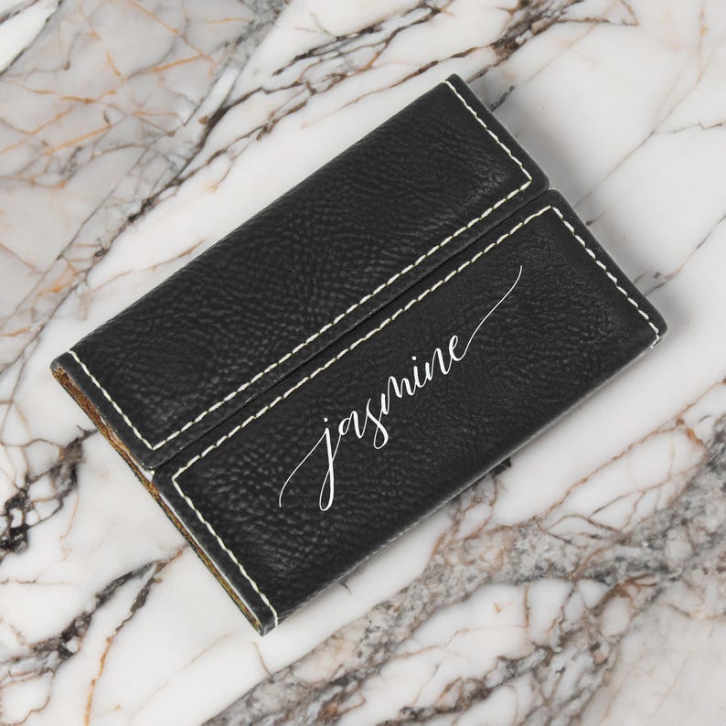 Leder Kartenhalter, Personalisierter Visitenkartenhalter, Monogramm Kartenhalter, Benutzerdefinierte Visitenkartenetui, Geschäftsgeschenk, Muttertagsgeschenk Bild 2