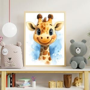 Linda jirafa bebé, animales, arte de pared de habitación infantil, carteles de habitación infantil, imágenes de safari para niños, carteles para niños, habitación infantil | Descarga digital