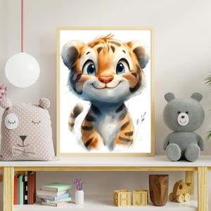 Bebé tigre | Animales, carteles para habitaciones infantiles, imágenes para habitaciones infantiles, carteles infantiles, carteles de acuarela, safari, imágenes para habitaciones infantiles | Descarga digital