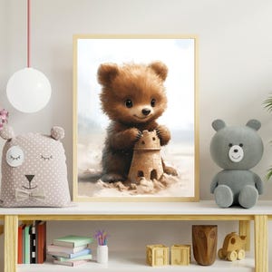 Baby Bear Builds Sandcastle - Lovely Picture for Children&#39;s Room