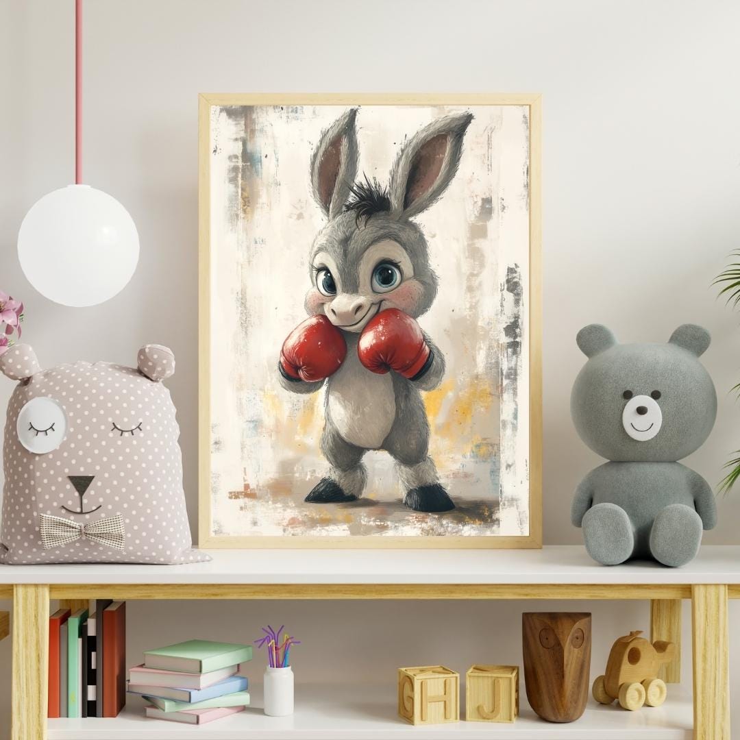 Baby Donkey With Boxing Gloves – A Powerful Poster for Little Fighters ...