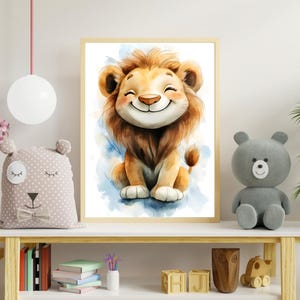 Bebé león | Cartel infantil, cartel de animales, acuarela, estampado de animales, imágenes de habitaciones infantiles, cartel infantil león, cartel infantil | Descarga digital