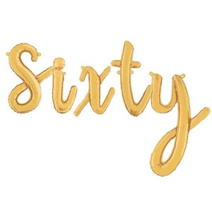 16&quot; Script Cursive Balloon &quot;sixty&quot; Foil Letters Hello Balloons Parties Party Decorations Words decoration Banner