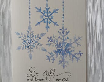 Watercolor Snowflake Card Print