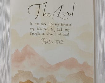 Psalm 18:2 Watercolor Print Card