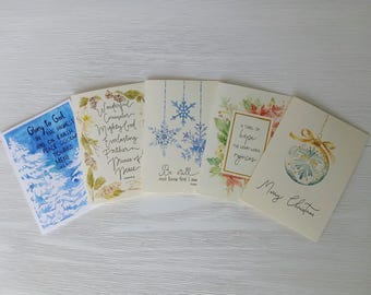 Set of Watercolor Christmas Cards