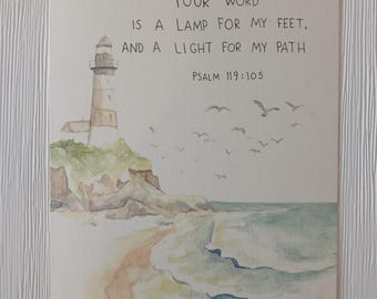 Lighthouse Watercolor Card Print
