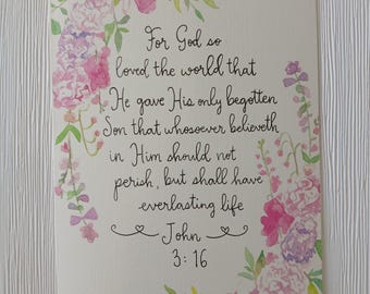 John 3:16 Watercolor Card Print