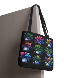 Vibrant Plant Lover&#39;s Tote Bag, Eco-Friendly Shopping Tote, Garden Lovers Gift, Colorful Floral Bag, Botanical Art Carryall