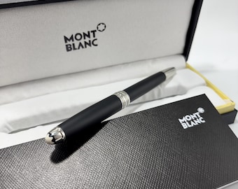 Bolígrafo Montblanc Meisterstuck, acero inoxidable, color negro mate, estuche de regalo