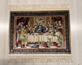 Dywan 2x3 "Ostatnia Wieczerza", Chrześcijańskie Tableau, Dekoracja ścienna z jedwabiu modalnego, Gobelin religijny