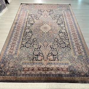 7X10 ft Persian Medallion Silk Rug, Medium Silk Rug, Rug for Living Room, High Quality Silk Rug,Luxury Silk Rug, Home Decor, Qum Silk Rug
