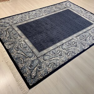 5X8 ft Black Beige Medallion Silk Rug, Persian Silk Rug, Rug for Living Room, High Quality Silk Rug,Luxury Silk Rug, Home Decor,Qum Silk Rug