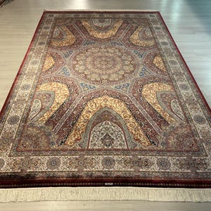 7X10 ft Persian Silk Rug, Medium Silk Rug, Rug for Living Room, High Quality Silk Rug,Luxury Silk Rug, Home Decor, Qum Silk Rug