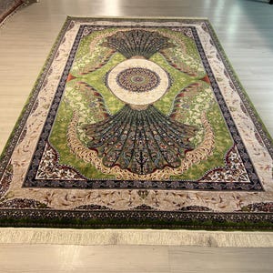 7X10 ft Persian Medallion Silk Rug, Medium Silk Rug, Rug for Living Room, High Quality Silk Rug,Luxury Silk Rug, Home Decor, Qum Silk Rug