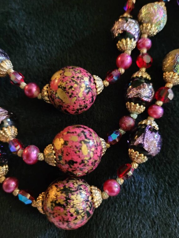 Iridescent crystal vintage 3 strand choker or ant… - image 5