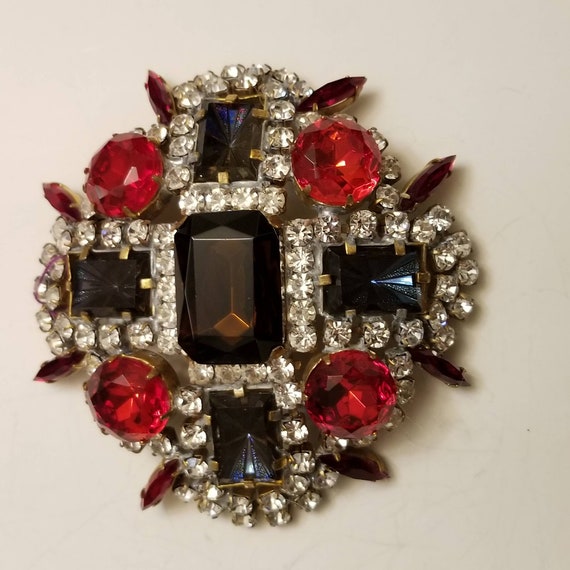 Vintage Czech Crystal Iridescent Rhinestone Brooc… - image 3