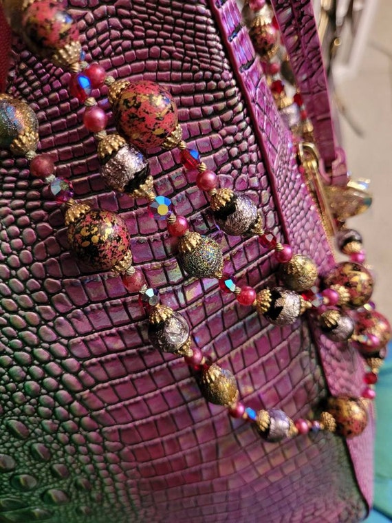 Iridescent crystal vintage 3 strand choker or ant… - image 6