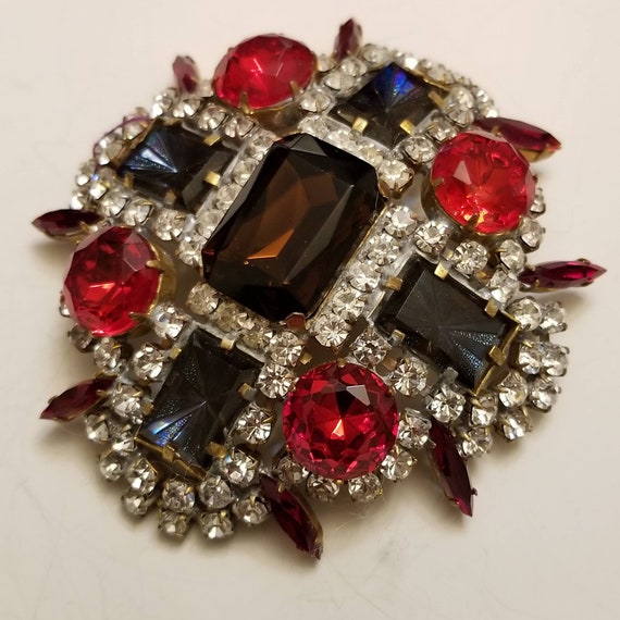 Vintage Czech Crystal Iridescent Rhinestone Brooc… - image 2