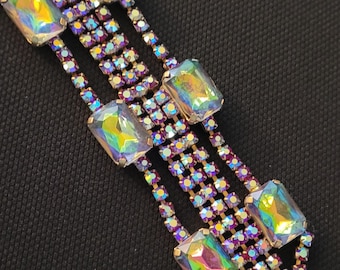 Vintage Bracelet in Red and Watermelon Multi-Strand Aurora Crystals