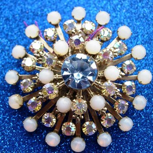 Vintage Pin or Antique Brooch, Blue, Aurora Crystal image 3